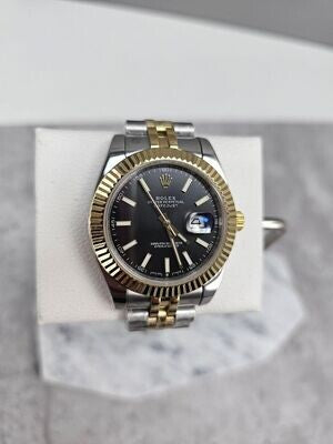 Datejust Black Dial 41mm Two Tone Men's Watch