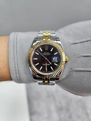 Datejust Black Dial 41mm Two Tone Men's Watch