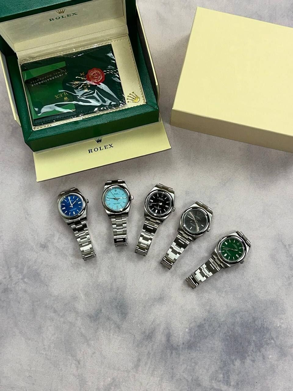 Oyster Perpetual With Silver Strap Watch in Different Colors Dial