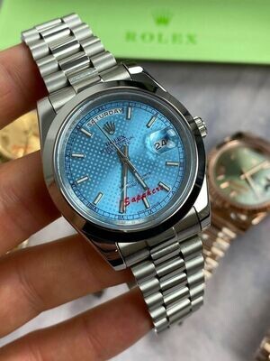 Day-Date with Silver Chain Strap Watch in Different Colors Dial