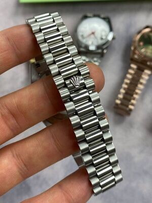 Day-Date with Silver Chain Strap Watch in Different Colors Dial