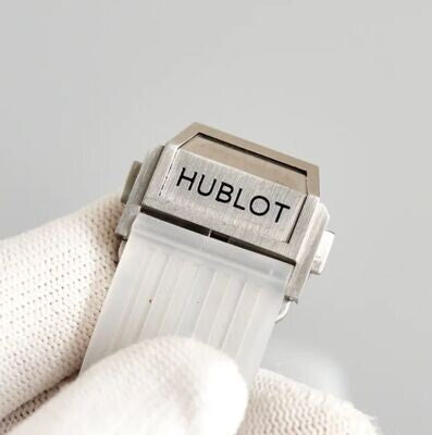 Big Bang Unico Sapphire Diamond Bezel Watch with Black Rubber Strap