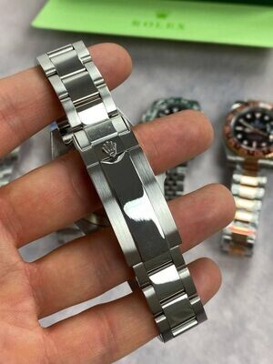 GMT Master II Black Dial Watch in Silver Chain Strap with Red/Blue Bezel