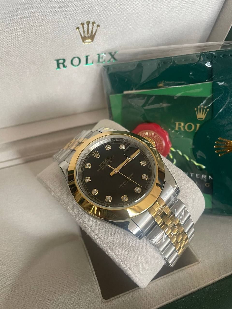 Datejust Black Dial with Two Tone Chain Strap Watch Men's