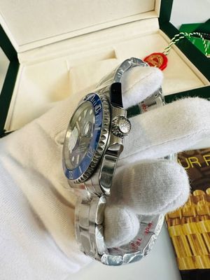 Submariner Blue Dial Watch with Silver and Two Tone Strap Men's