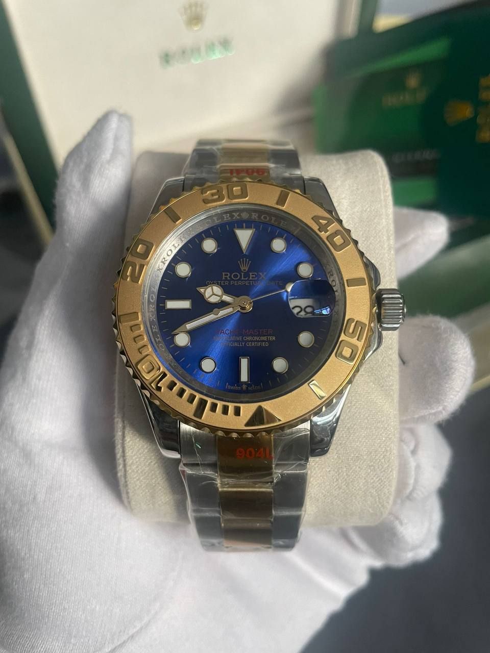 Yacht-Master Automatic Two Tone Watch in Blue Dial Men's