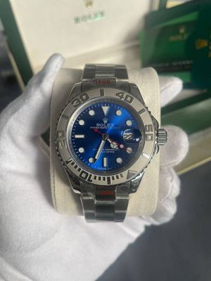 Yacht Master 40MM Blue Dial with Silver Chain Strap Watch Men's