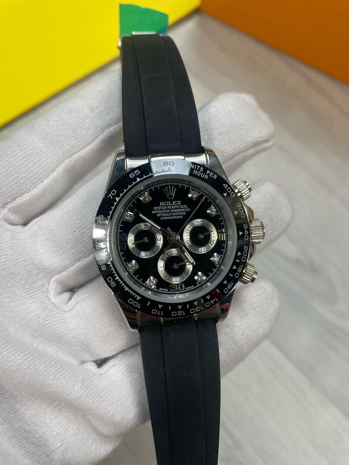 Cosmograph Daytona Black Dial with Rubber Straps Watch Men's