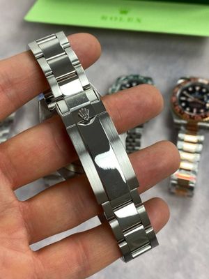 GMT Master II Black Dial Watch in Silver Chain Strap with Black/Green Bezel