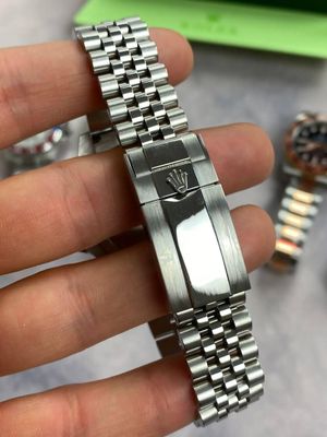 GMT Master II Black Dial Watch in Silver Chain Strap with Black/Blue Bezel