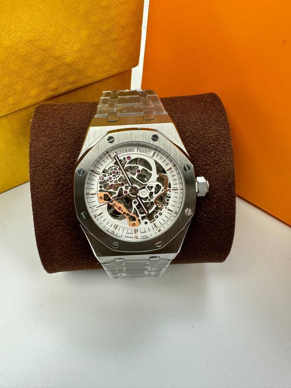 AP Royal Oak Double Balance wheel Openworked Watch for Men's with White Dial