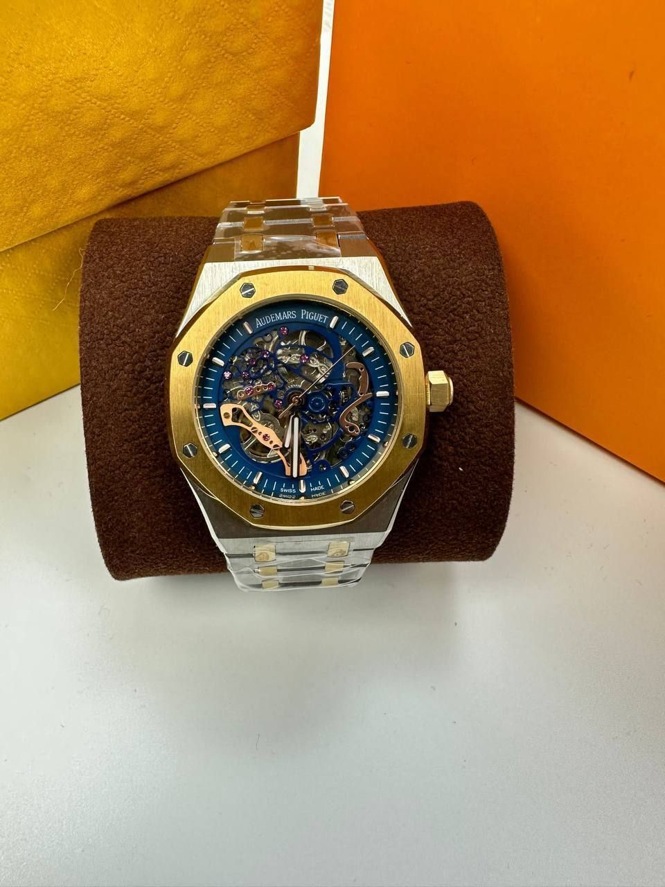 AP Royal Oak Double Balance Wheel Openworked Two Tone Watch For Men's