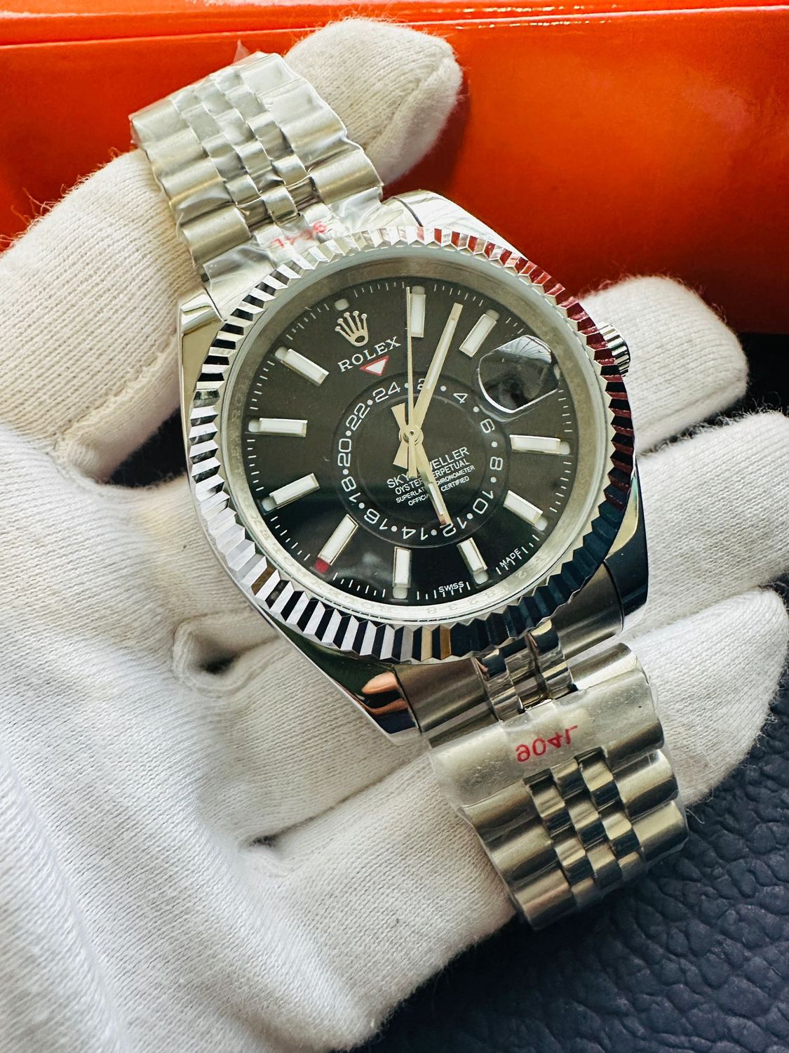 Sky-Dweller Oyster Perpetual Stainless Steel Watch For Men's in Black Dial