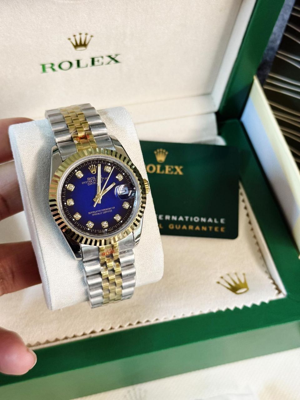 Datejust Two Tone Blue Color Dial AAA Quality Watch for Men's