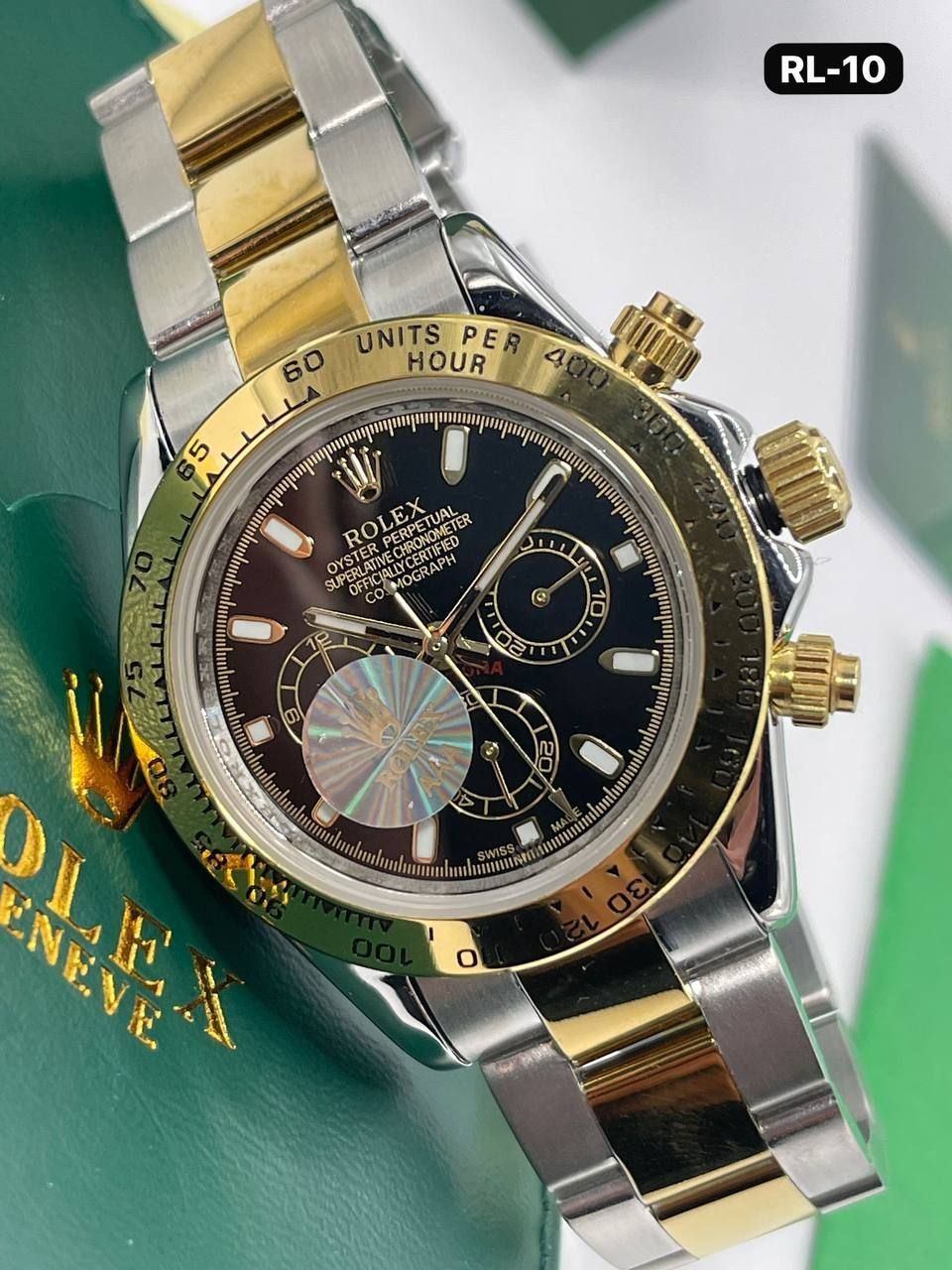 Cosmograph Daytona Two Tone Yellow Gold Black Dial Men's Watch