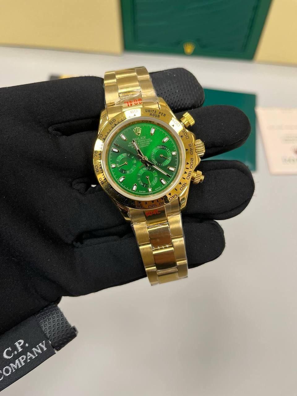 Daytona Green Dial Golden Bracelet Men's Watch
