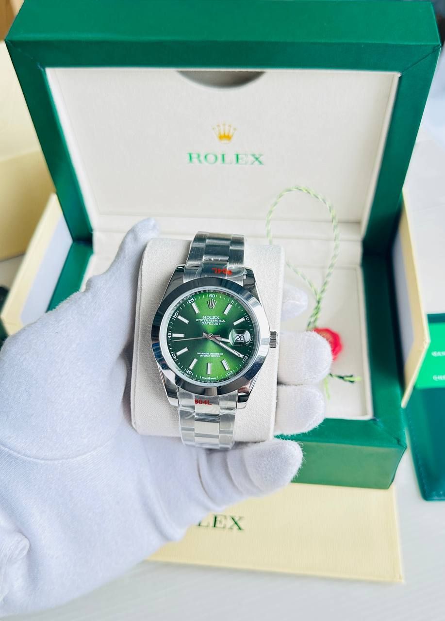Datejust Silver Green Dial Men's Watch