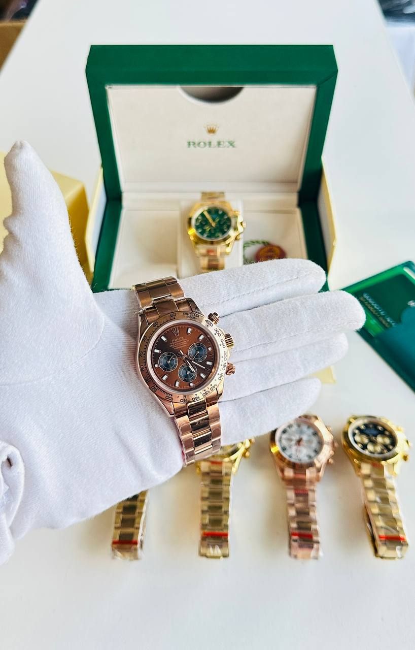 Cosmograph Daytona Rose Gold Chain Strap Chocolate Dial Watches For Men's