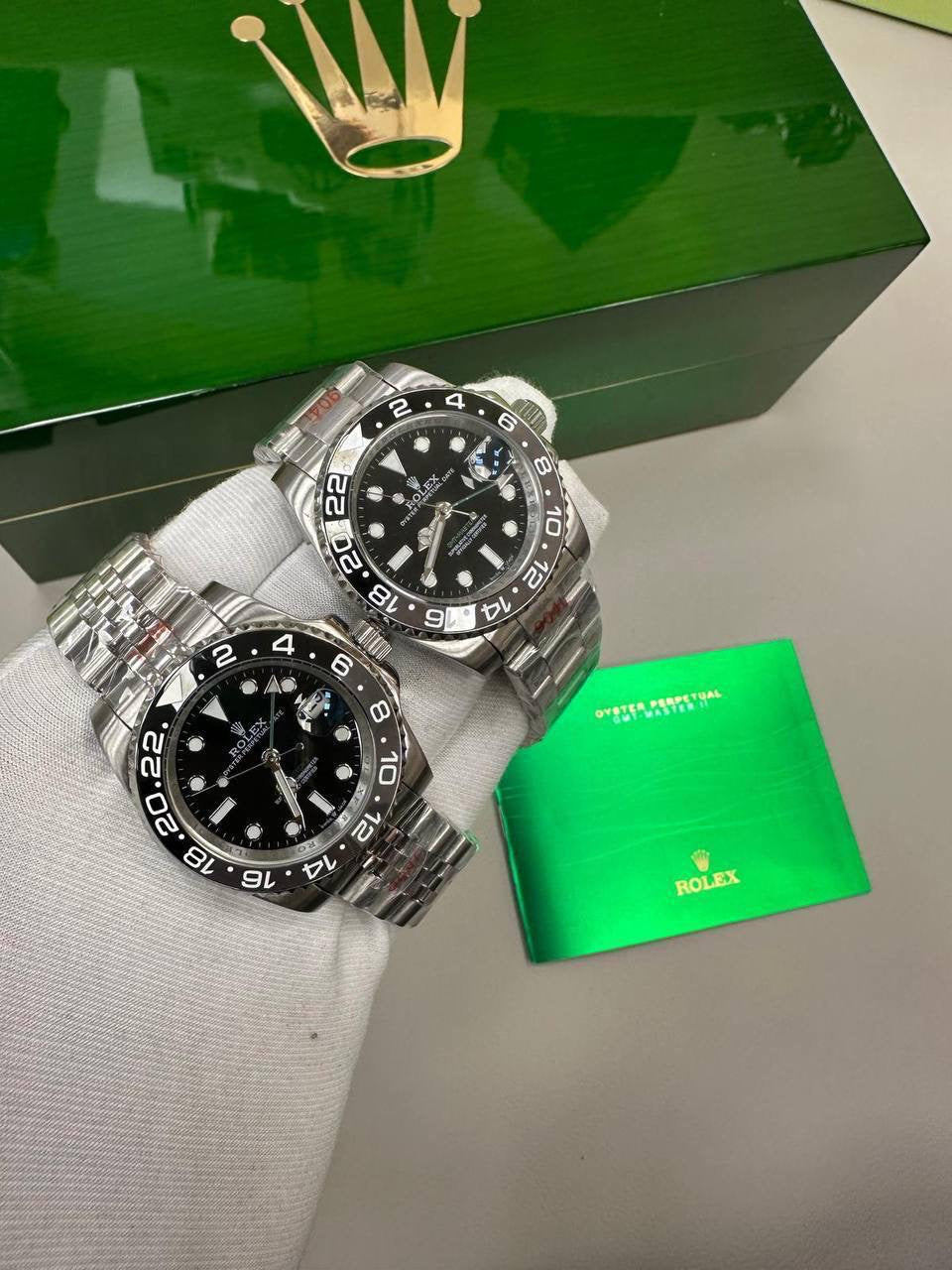 GMT Master II in Silver Chain Strap with Black/Brown Bezel Watch Bruce Wayne